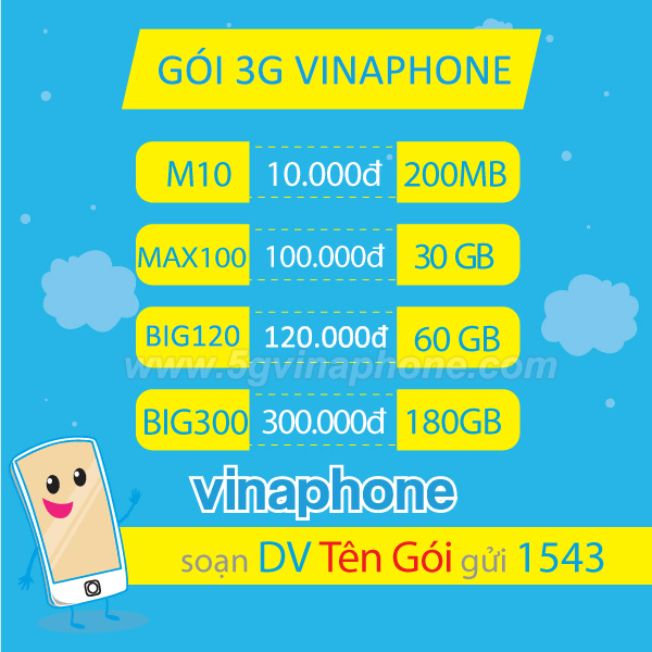 Bảng giá các gói cước 3G Vinaphone giá rẻ mới nhất