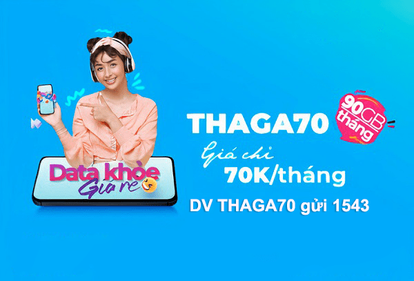 Đăng ký gói THAGA70 Vinaphone ưu đãi 90GB data chỉ 70k/tháng